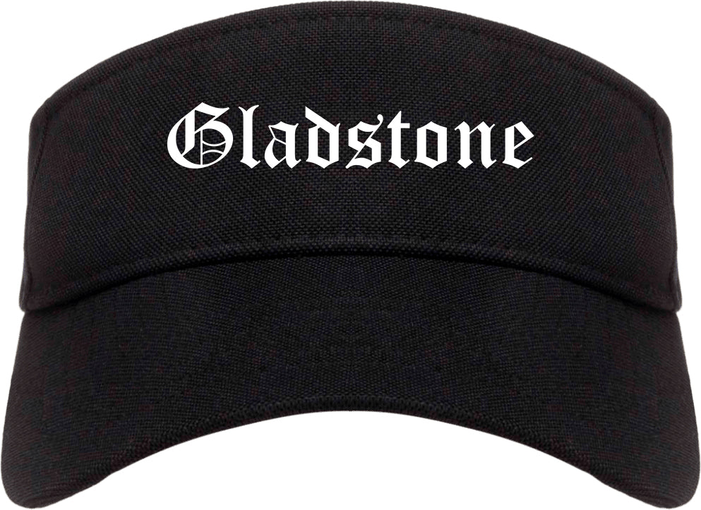 Gladstone Oregon OR Old English Mens Visor Cap Hat Black