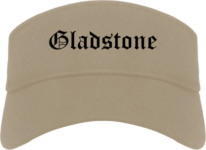 Gladstone Oregon OR Old English Mens Visor Cap Hat Khaki