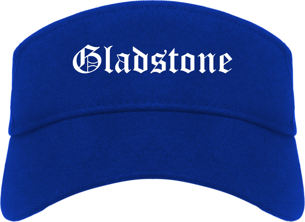 Gladstone Oregon OR Old English Mens Visor Cap Hat Royal Blue