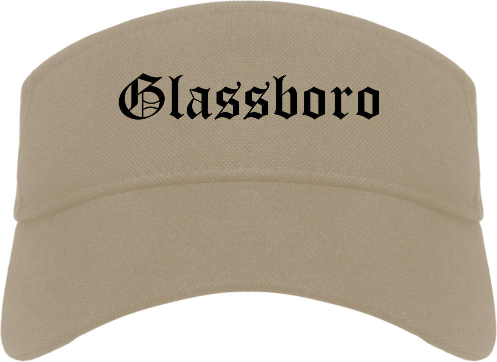 Glassboro New Jersey NJ Old English Mens Visor Cap Hat Khaki