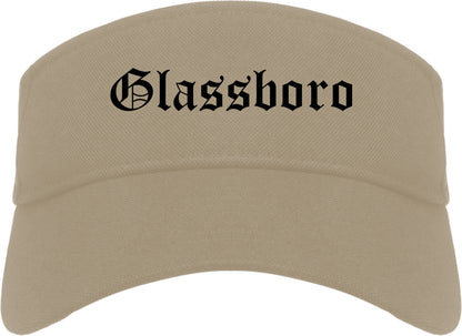 Glassboro New Jersey NJ Old English Mens Visor Cap Hat Khaki