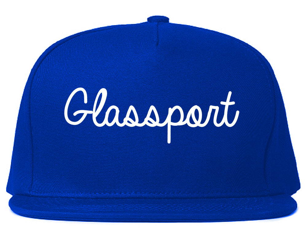 Glassport Pennsylvania PA Script Mens Snapback Hat Royal Blue
