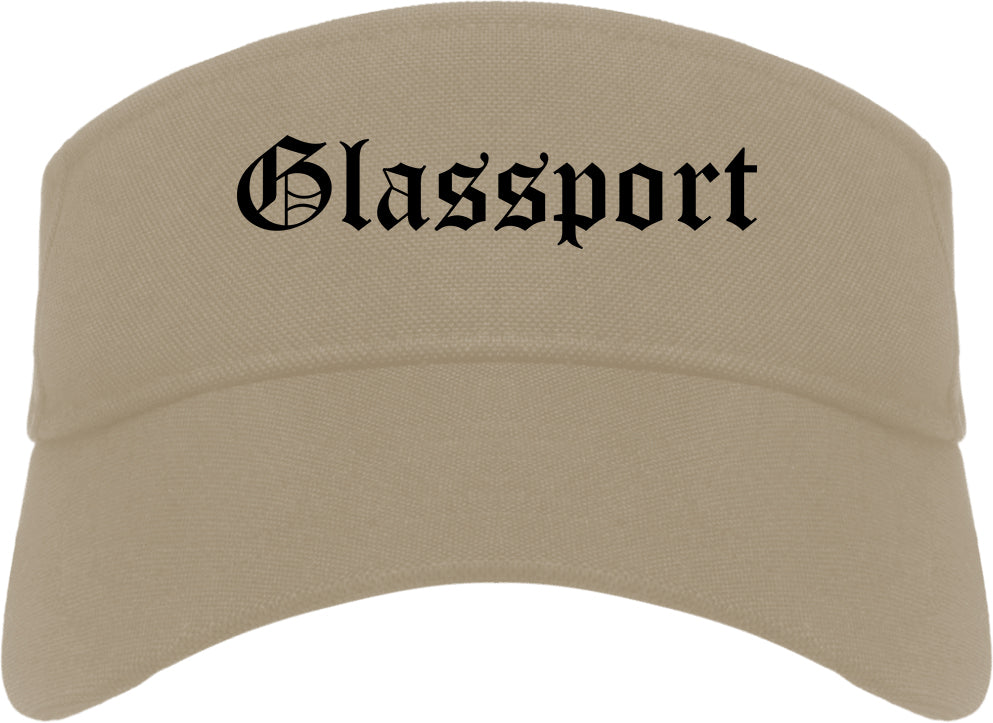 Glassport Pennsylvania PA Old English Mens Visor Cap Hat Khaki