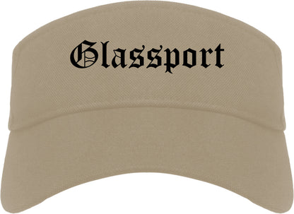 Glassport Pennsylvania PA Old English Mens Visor Cap Hat Khaki