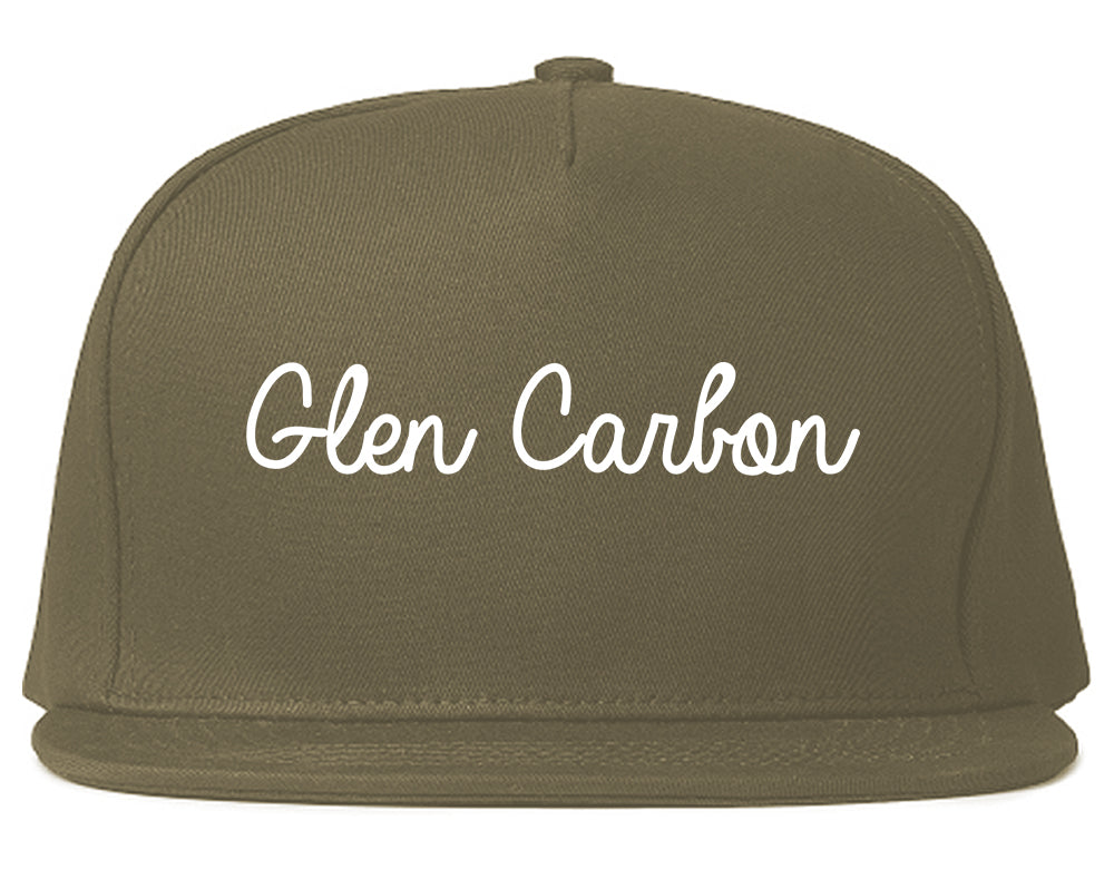 Glen Carbon Illinois IL Script Mens Snapback Hat Grey