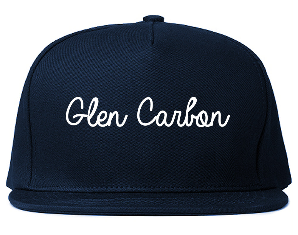 Glen Carbon Illinois IL Script Mens Snapback Hat Navy Blue