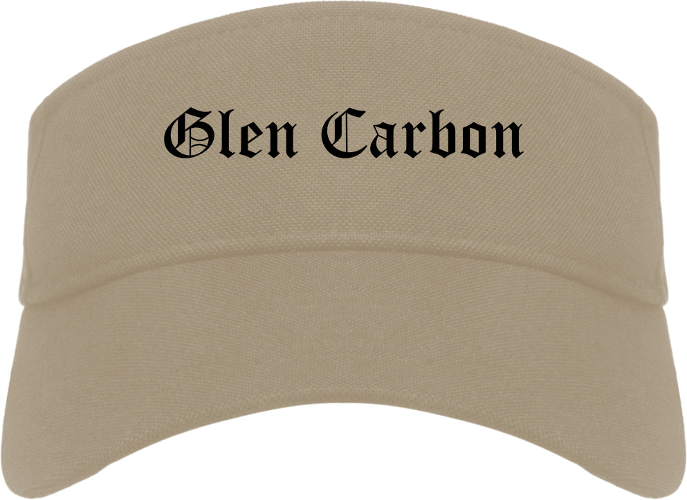 Glen Carbon Illinois IL Old English Mens Visor Cap Hat Khaki