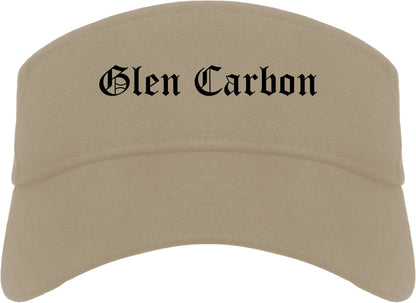 Glen Carbon Illinois IL Old English Mens Visor Cap Hat Khaki