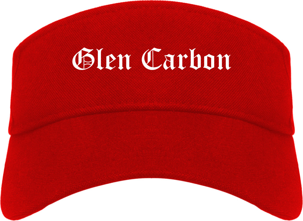 Glen Carbon Illinois IL Old English Mens Visor Cap Hat Red
