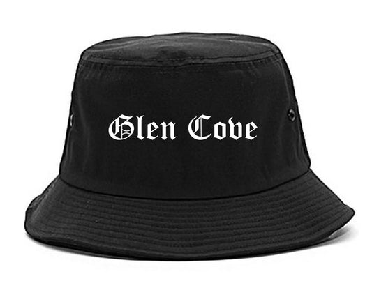 Glen Cove New York NY Old English Mens Bucket Hat Black