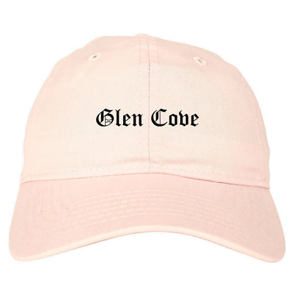 Glen Cove New York NY Old English Mens Dad Hat Baseball Cap Pink