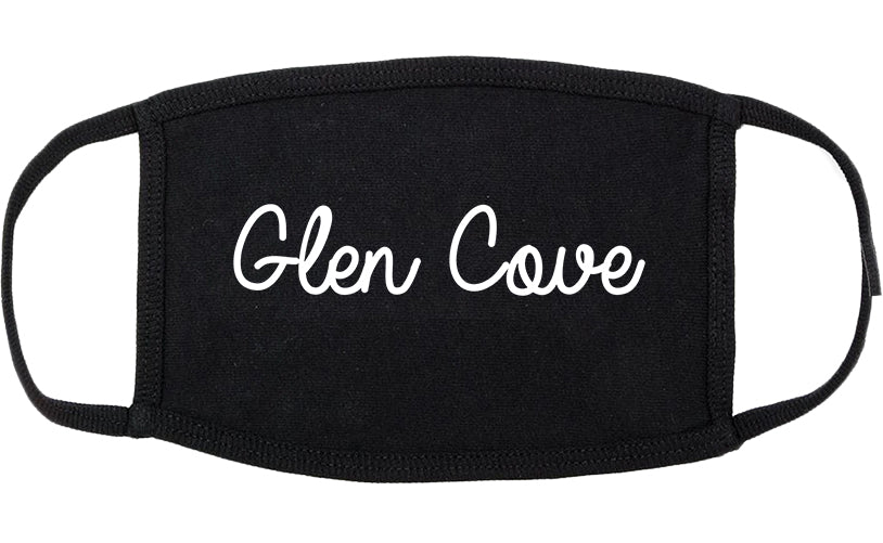 Glen Cove New York NY Script Cotton Face Mask Black