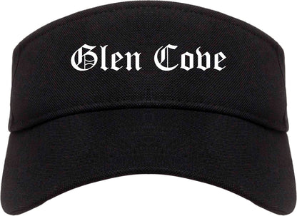Glen Cove New York NY Old English Mens Visor Cap Hat Black