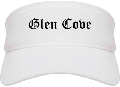 Glen Cove New York NY Old English Mens Visor Cap Hat White