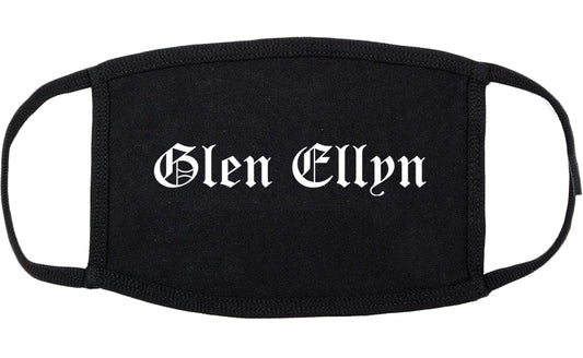 Glen Ellyn Illinois IL Old English Cotton Face Mask Black