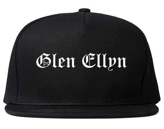 Glen Ellyn Illinois IL Old English Mens Snapback Hat Black
