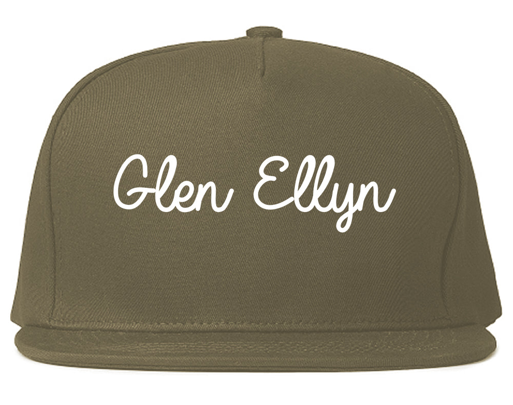 Glen Ellyn Illinois IL Script Mens Snapback Hat Grey
