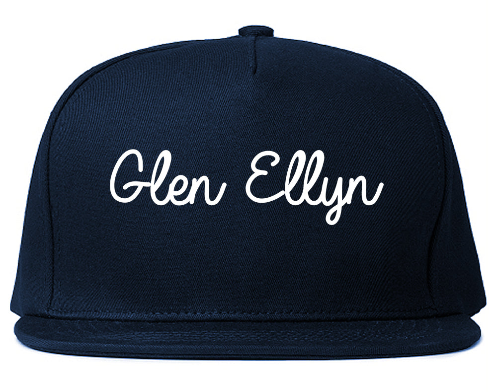 Glen Ellyn Illinois IL Script Mens Snapback Hat Navy Blue