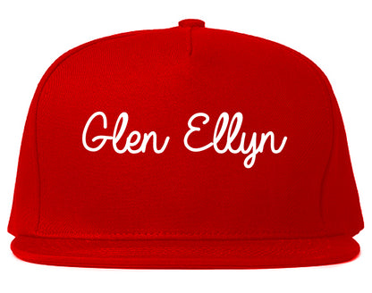 Glen Ellyn Illinois IL Script Mens Snapback Hat Red