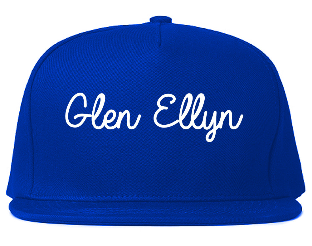 Glen Ellyn Illinois IL Script Mens Snapback Hat Royal Blue