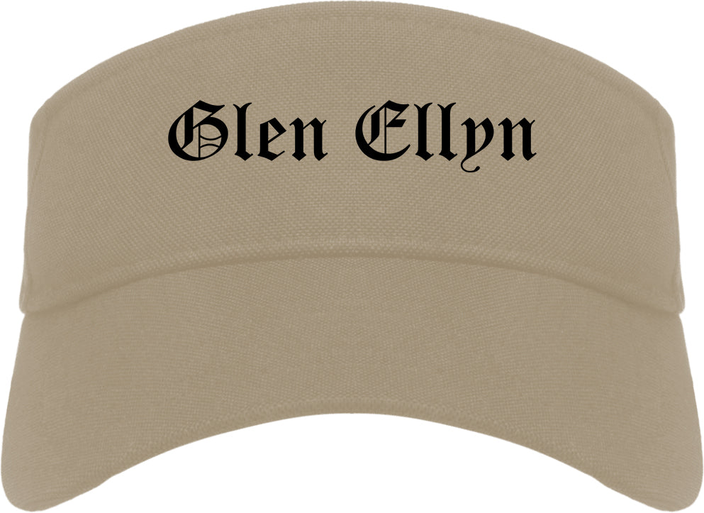 Glen Ellyn Illinois IL Old English Mens Visor Cap Hat Khaki