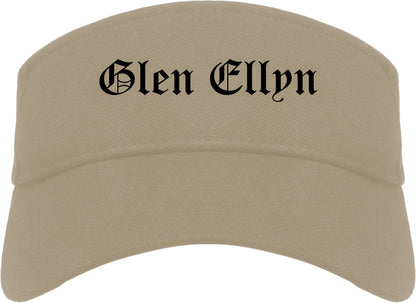 Glen Ellyn Illinois IL Old English Mens Visor Cap Hat Khaki