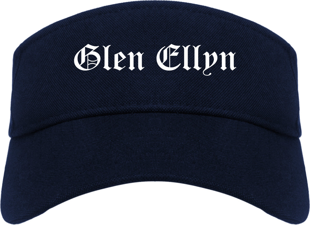 Glen Ellyn Illinois IL Old English Mens Visor Cap Hat Navy Blue