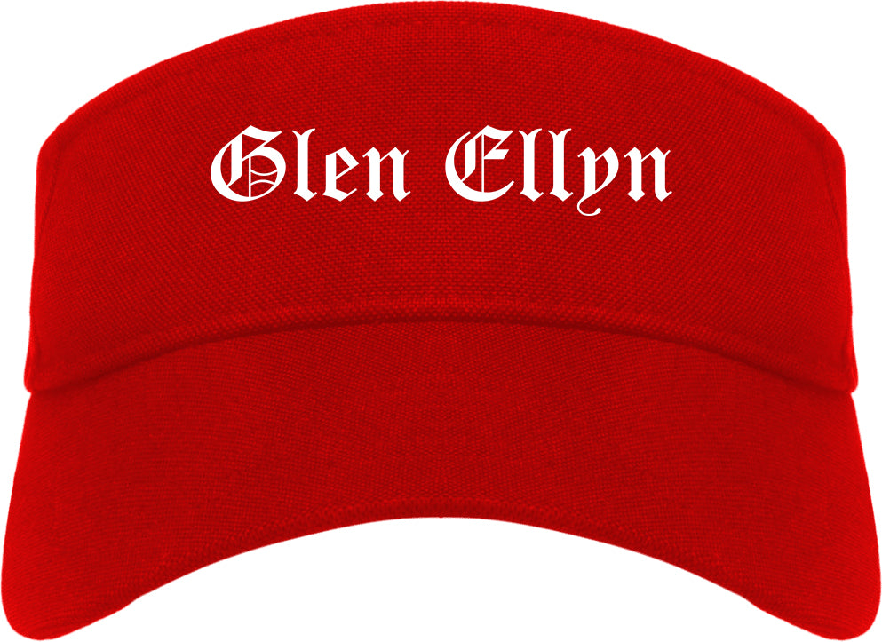 Glen Ellyn Illinois IL Old English Mens Visor Cap Hat Red