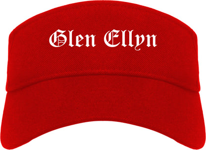 Glen Ellyn Illinois IL Old English Mens Visor Cap Hat Red