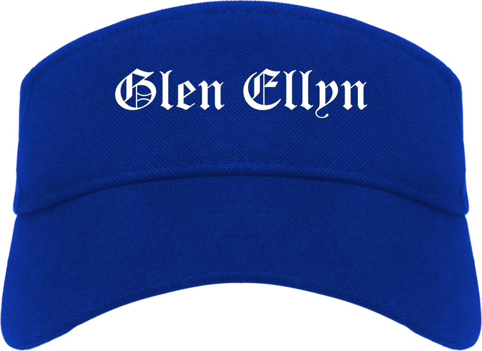 Glen Ellyn Illinois IL Old English Mens Visor Cap Hat Royal Blue