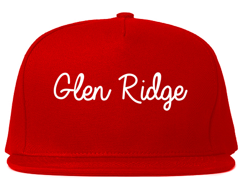 Glen Ridge New Jersey NJ Script Mens Snapback Hat Red