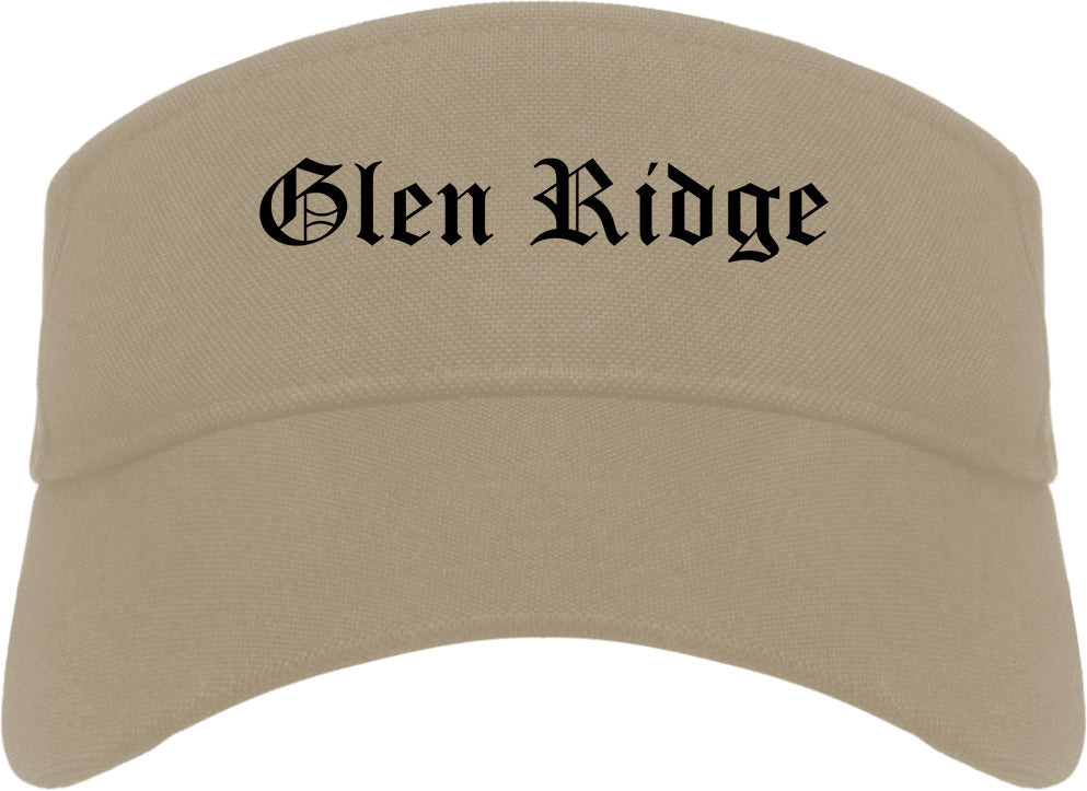 Glen Ridge New Jersey NJ Old English Mens Visor Cap Hat Khaki