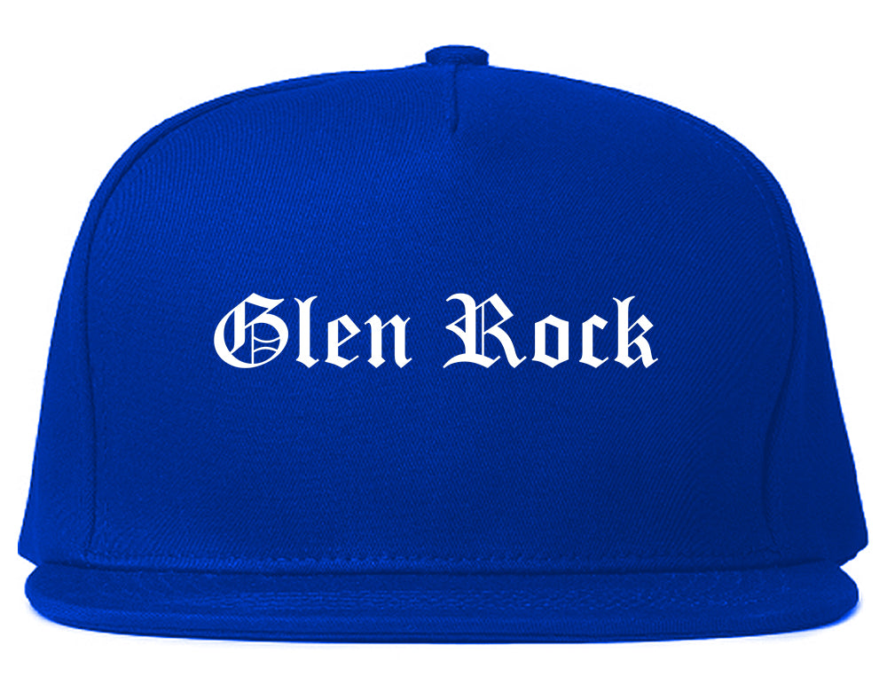 Glen Rock New Jersey NJ Old English Mens Snapback Hat Royal Blue