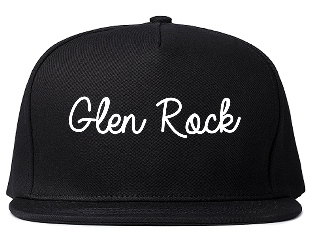 Glen Rock New Jersey NJ Script Mens Snapback Hat Black