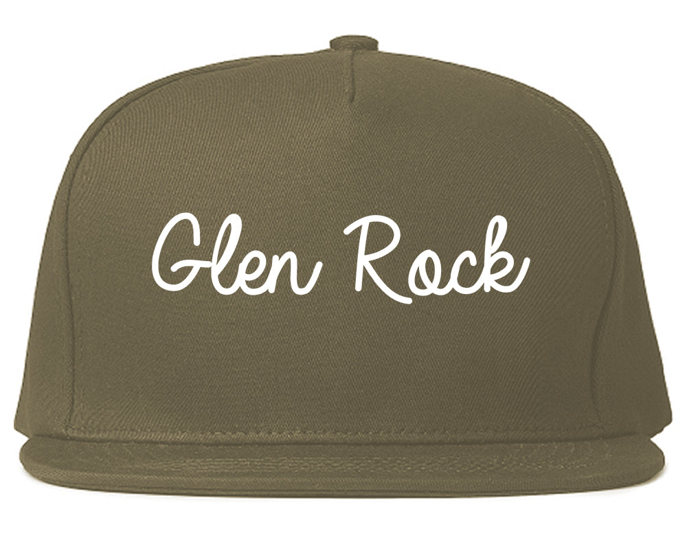 Glen Rock New Jersey NJ Script Mens Snapback Hat Grey