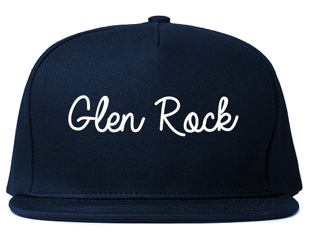 Glen Rock New Jersey NJ Script Mens Snapback Hat Navy Blue