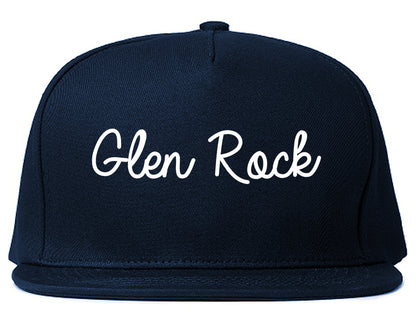 Glen Rock New Jersey NJ Script Mens Snapback Hat Navy Blue