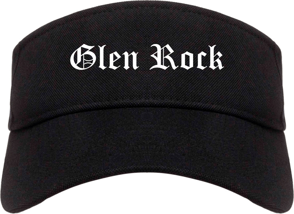 Glen Rock New Jersey NJ Old English Mens Visor Cap Hat Black