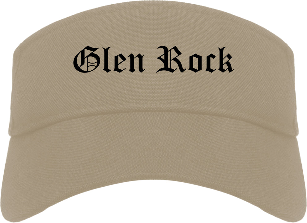 Glen Rock New Jersey NJ Old English Mens Visor Cap Hat Khaki