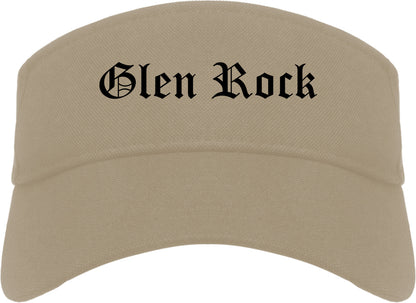 Glen Rock New Jersey NJ Old English Mens Visor Cap Hat Khaki