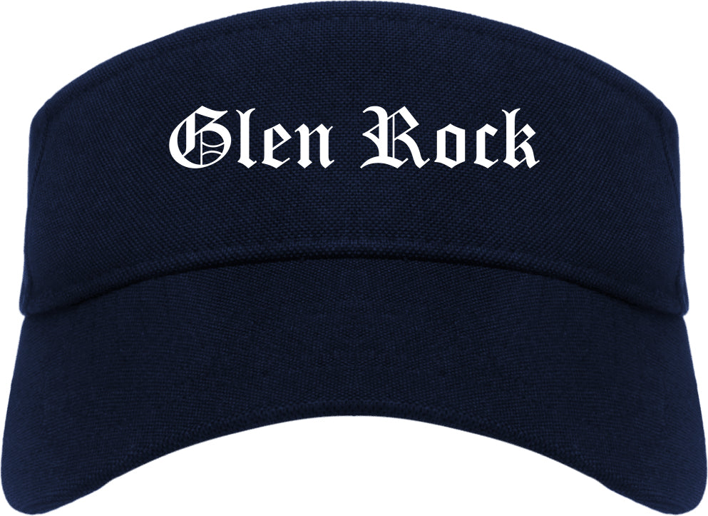Glen Rock New Jersey NJ Old English Mens Visor Cap Hat Navy Blue