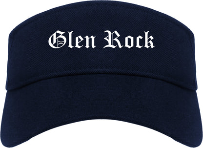 Glen Rock New Jersey NJ Old English Mens Visor Cap Hat Navy Blue