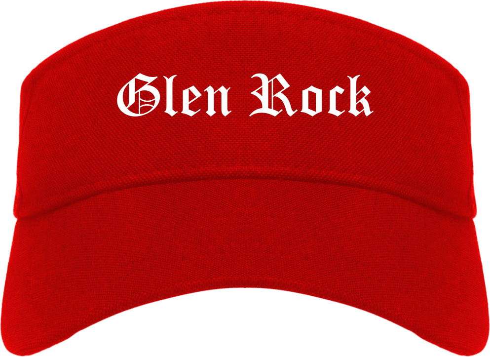 Glen Rock New Jersey NJ Old English Mens Visor Cap Hat Red