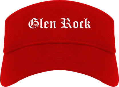 Glen Rock New Jersey NJ Old English Mens Visor Cap Hat Red