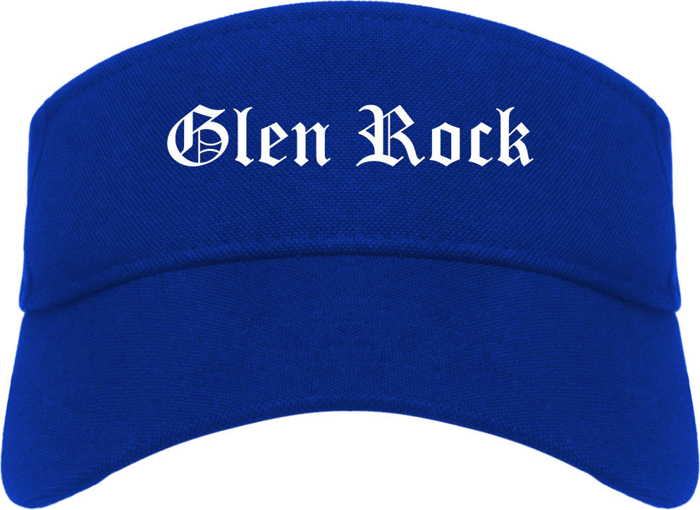 Glen Rock New Jersey NJ Old English Mens Visor Cap Hat Royal Blue