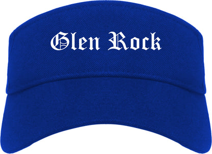 Glen Rock New Jersey NJ Old English Mens Visor Cap Hat Royal Blue