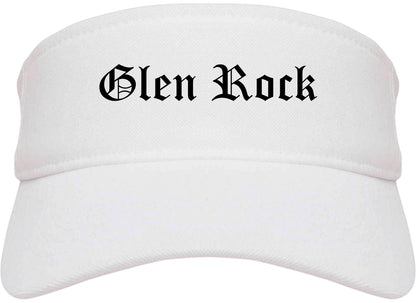 Glen Rock New Jersey NJ Old English Mens Visor Cap Hat White