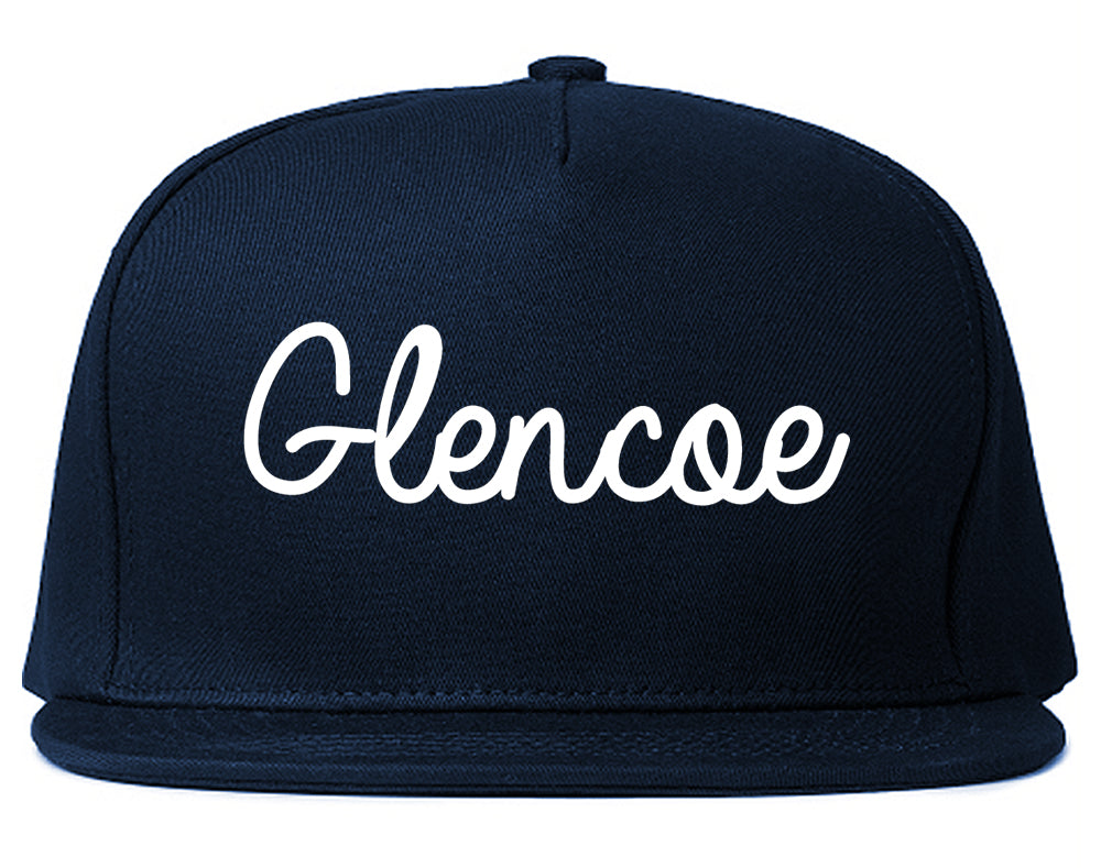 Glencoe Alabama AL Script Mens Snapback Hat Navy Blue