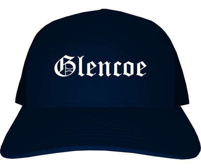Glencoe Minnesota MN Old English Mens Trucker Hat Cap Navy Blue