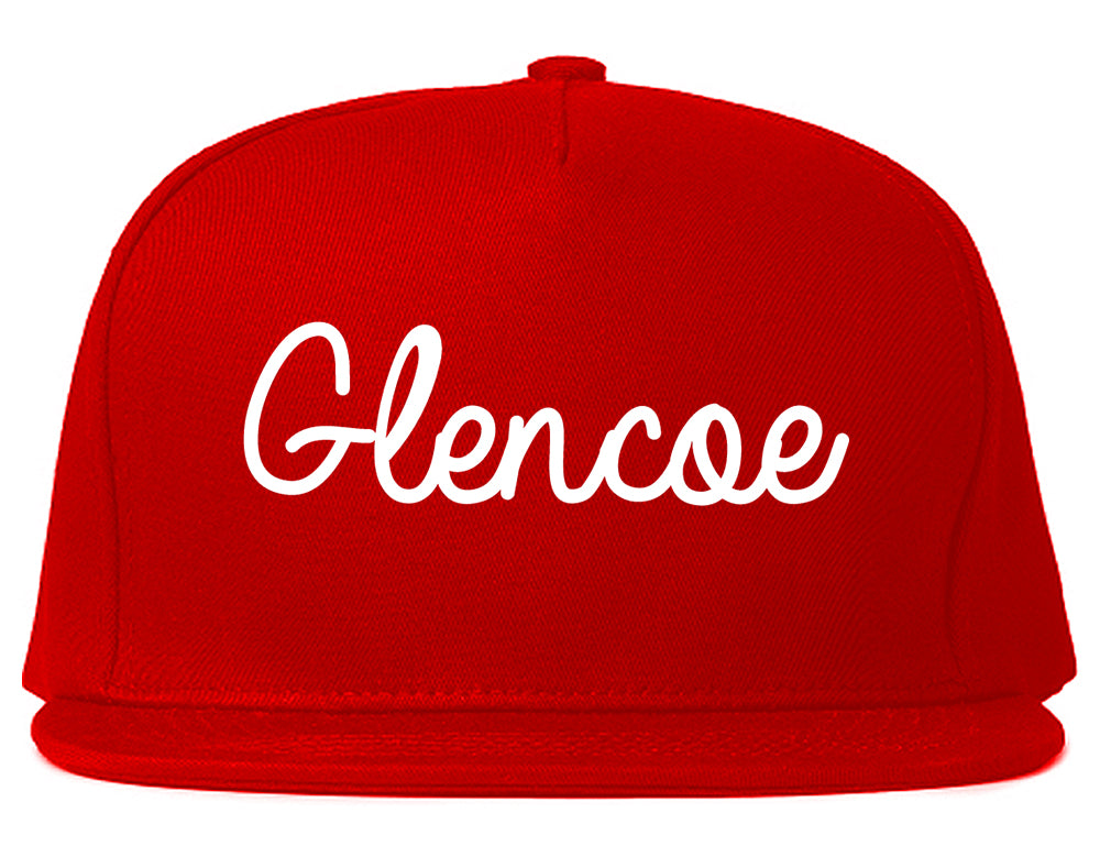 Glencoe Minnesota MN Script Mens Snapback Hat Red